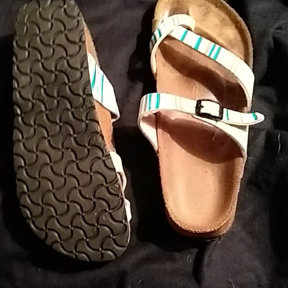 EUC Birkenstock  Papilio 40 sandals, blues & cream